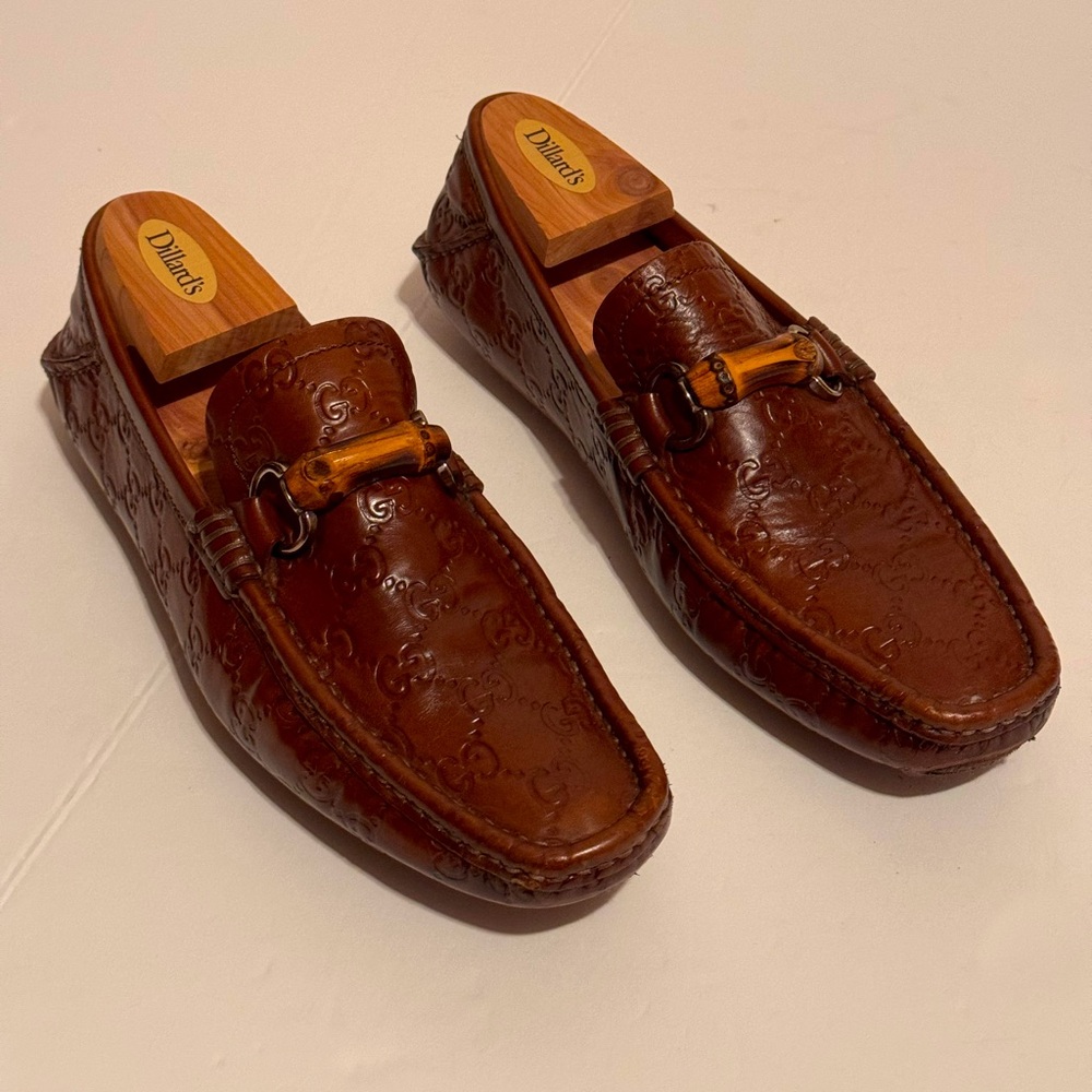 Authentic Gucci Guccisima RARE 
Bamboo Vintage Men Leather Loafers Men